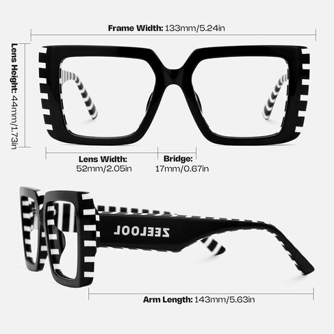 Zeelool Rectangle Glasses Frame for Women Men, Eyeglasses with Non-prescription Clear Lenses & Spring Hinge ZJGA838378 in Saudi Arabia