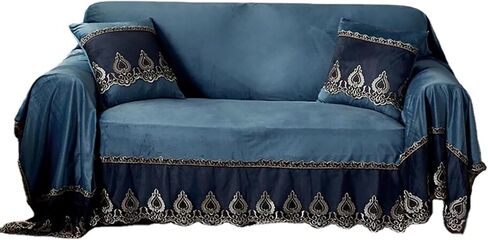Vintage Velvet lace Sofa Cover,Floral Embroidery Soft Sofa slipcover, Solid Color Sofa Towel for loveseat sectional Sofa cat Dog (Coffee,only Pillow case*2 Pack（17 * 17inch）) in Saudi Arabia