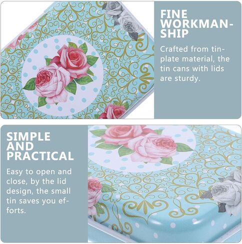 Ciieeo 12pcs Mini Trinket Coin Box Small Retro Flowers Containers with Lid Tinplate Jewelry Storage Case Rectangular Tin Box for Jewelry Beads in Saudi Arabia