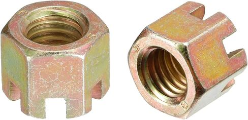 uxcell 5Pcs M12x1.75mm Hexagon Slotted Nut, Grade 8 Carbon Steel Hex Castle Nuts, Color Zinc in Saudi Arabia