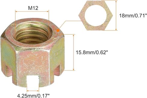 uxcell 5Pcs M12x1.75mm Hexagon Slotted Nut, Grade 8 Carbon Steel Hex Castle Nuts, Color Zinc in Saudi Arabia