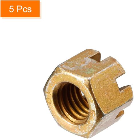 uxcell 5Pcs M12x1.75mm Hexagon Slotted Nut, Grade 8 Carbon Steel Hex Castle Nuts, Color Zinc in Saudi Arabia