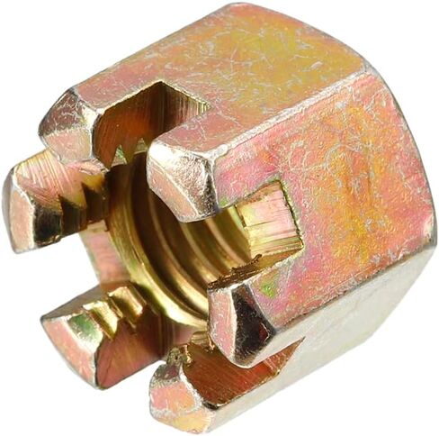 uxcell 5Pcs M12x1.75mm Hexagon Slotted Nut, Grade 8 Carbon Steel Hex Castle Nuts, Color Zinc in Saudi Arabia