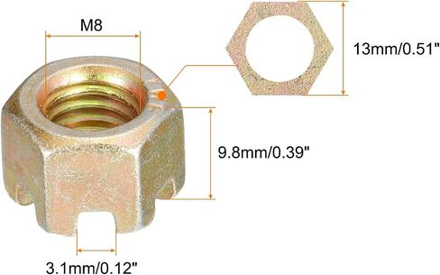 uxcell 5Pcs M12x1.75mm Hexagon Slotted Nut, Grade 8 Carbon Steel Hex Castle Nuts, Color Zinc in Saudi Arabia