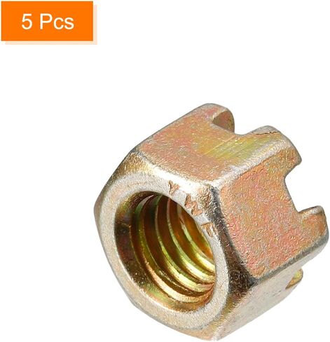 uxcell 5Pcs M12x1.75mm Hexagon Slotted Nut, Grade 8 Carbon Steel Hex Castle Nuts, Color Zinc in Saudi Arabia