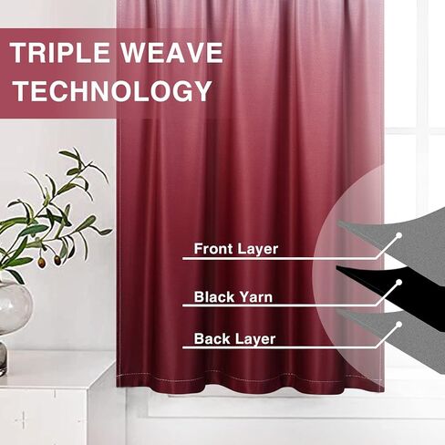 CAROMIO 24x24 ستائر نافذة الحمام ستارة قصيرة الطبقة للمطبخ الحمام أومبير ستائر التعتيم للمقهى، أحمر، لوحتان in Kuwait