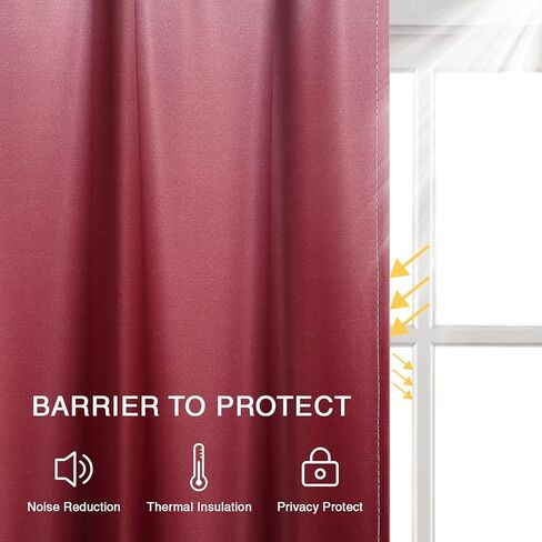 CAROMIO 24x24 ستائر نافذة الحمام ستارة قصيرة الطبقة للمطبخ الحمام أومبير ستائر التعتيم للمقهى، أحمر، لوحتان in Kuwait