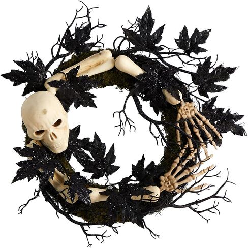 Nearly Natural 24in. Halloween Skull and Bones Wreath in Saudi Arabia
