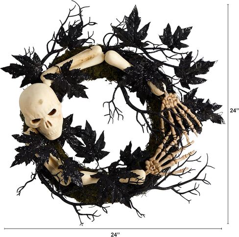 Nearly Natural 24in. Halloween Skull and Bones Wreath in Saudi Arabia