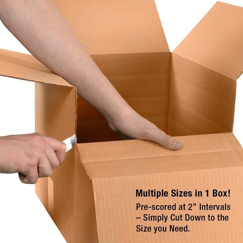 BOX USA 10 عبوات من صناديق الورق المقوى المموج متعددة العمق، 24 بوصة طول × 24 بوصة عرض × 24 بوصة ارتفاع، كرافت، الشحن والتعبئة والنقل in Saudi Arabia