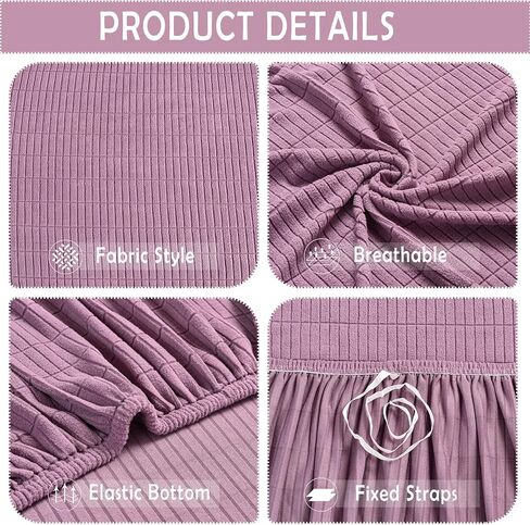 Qubjus Stretch Sofa Cover Solid Color Couch Cover for 1 Cushion Couch Sofa Bed Cover for Dogs with One Free Rectangular Grid Pillow Case(Beige, Small) in Saudi Arabia