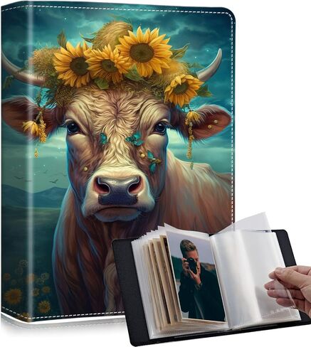 Photo Album 4x6 Photos - 120 Photos PU Leather Cover with Strong Elastic Band,Small Capacity Wedding Family Graduation Anniversary Baby Holds Photo Albums 6.4"x5"x1.5"-Birds Pink Flowers in Saudi Arabia