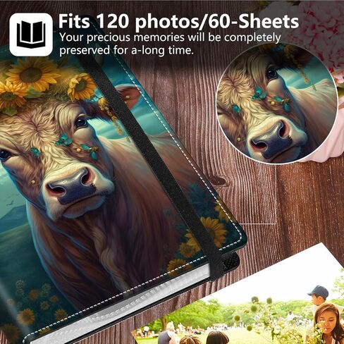 Photo Album 4x6 Photos - 120 Photos PU Leather Cover with Strong Elastic Band,Small Capacity Wedding Family Graduation Anniversary Baby Holds Photo Albums 6.4"x5"x1.5"-Birds Pink Flowers in Saudi Arabia