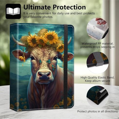 Photo Album 4x6 Photos - 120 Photos PU Leather Cover with Strong Elastic Band,Small Capacity Wedding Family Graduation Anniversary Baby Holds Photo Albums 6.4"x5"x1.5"-Birds Pink Flowers in Saudi Arabia
