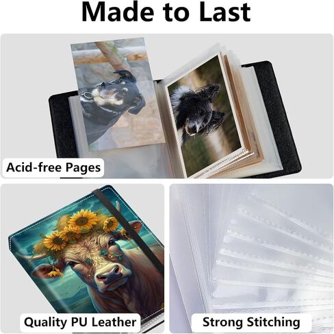 Photo Album 4x6 Photos - 120 Photos PU Leather Cover with Strong Elastic Band,Small Capacity Wedding Family Graduation Anniversary Baby Holds Photo Albums 6.4"x5"x1.5"-Birds Pink Flowers in Saudi Arabia
