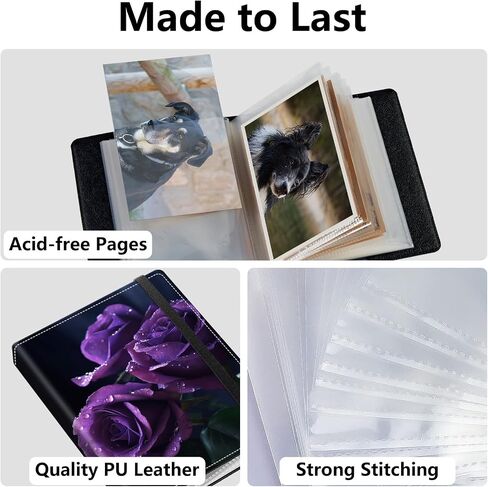 Photo Album 4x6 Photos - 120 Photos PU Leather Cover with Strong Elastic Band,Small Capacity Wedding Family Graduation Anniversary Baby Holds Photo Albums 6.4"x5"x1.5"-Birds Pink Flowers in Saudi Arabia