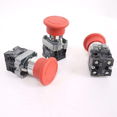 Fielect 5Pcs 660V 10A Emergency Stop Push Button Switch 22mm Red Mushroom Emergency Stop Switch NO NC, ZB2-BE102C in Saudi Arabia