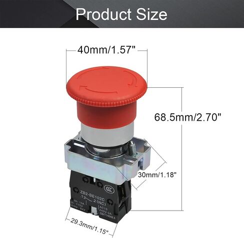 Fielect 5Pcs 660V 10A Emergency Stop Push Button Switch 22mm Red Mushroom Emergency Stop Switch NO NC, ZB2-BE102C in Saudi Arabia