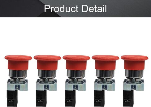Fielect 5Pcs 660V 10A Emergency Stop Push Button Switch 22mm Red Mushroom Emergency Stop Switch NO NC, ZB2-BE102C in Saudi Arabia