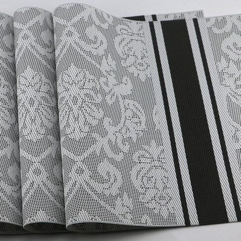 Luxury PVC Weave Placemats,Dining Table Mat Anti-Slip,Heat Insulation PlaceMat, Set of 4 (4, Multi Colors),30x45 cm in Saudi Arabia