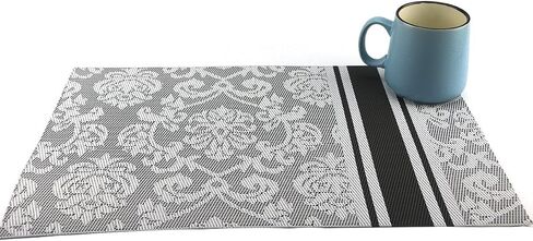 Luxury PVC Weave Placemats,Dining Table Mat Anti-Slip,Heat Insulation PlaceMat, Set of 4 (4, Multi Colors),30x45 cm in Saudi Arabia