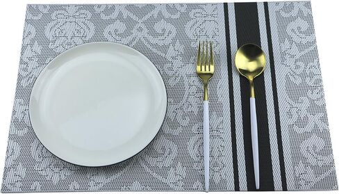 Luxury PVC Weave Placemats,Dining Table Mat Anti-Slip,Heat Insulation PlaceMat, Set of 4 (4, Multi Colors),30x45 cm in Saudi Arabia