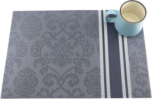 Luxury PVC Weave Placemats,Dining Table Mat Anti-Slip,Heat Insulation PlaceMat, Set of 4 (4, Multi Colors),30x45 cm in Saudi Arabia