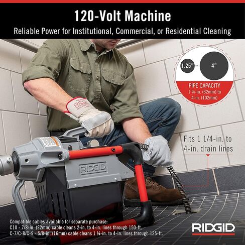 RIDGID 66497 K-60SP-SE 120-Volt Compact Sectional Drain Cleaning Machine Kit with 7/8" x 75' Cable and Attachments in Kuwait