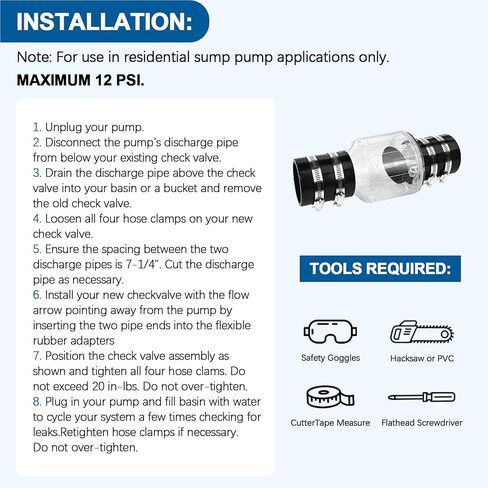 Silent Check Valve, 2-Inch Sump Pump Check Valve, Spring-loaded baffle prevents sewage backflow and silences, Sump Pump Life Expectancy Increase in Kuwait