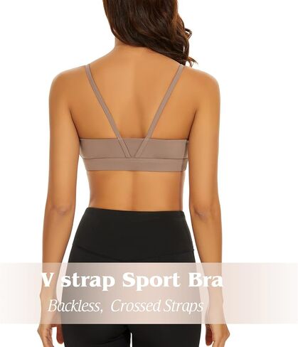 Strappy Low Back Sport Bra for Women,V-Strap Criss Cross Medium Support Wirefree Yoga Bra with Removable Padding in Saudi Arabia