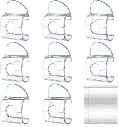 8 قطع مقبض ظلال نافذة مطوي لاسلكي، مقبض ظلال دوارة للسكك الحديدية السفلية البلاستيكية، مقابض عمياء لاسلكية رفع مشبك سحب للظلال السفلية أو القضيب (شفاف) in Kuwait