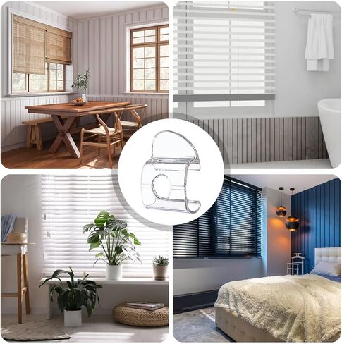 8 قطع مقبض ظلال نافذة مطوي لاسلكي، مقبض ظلال دوارة للسكك الحديدية السفلية البلاستيكية، مقابض عمياء لاسلكية رفع مشبك سحب للظلال السفلية أو القضيب (شفاف) in Kuwait