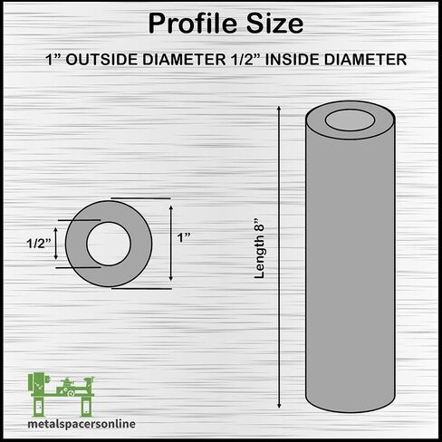 MetalSpacersOnline 6061 Round Aluminum Tube 1" OD x 1/2" ID 8" Long Seamless Straight Pipe Tubing for DIY (2 pack) in Saudi Arabia