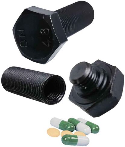 2 عبوة من علبة منظم حبوب الدواء المحمولة للسفر، صندوق منظم حبوب منع الحمل بتصميم لولبي سداسي مبتكر، علبة حبوب صغيرة صغيرة حامل حبوب دواء معدني مقاوم للماء، صندوق تخزين زيت كبد سمك القد (فضي) in Kuwait