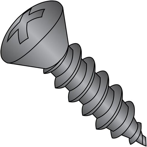 Small Parts 0810ABPOB Steel Sheet Metal Screw, Black Oxide Finish, 82 degrees Oval Head, Phillips Drive, Type AB, #8-18 Thread Size, 5/8" Length (Pack of 100) in Saudi Arabia