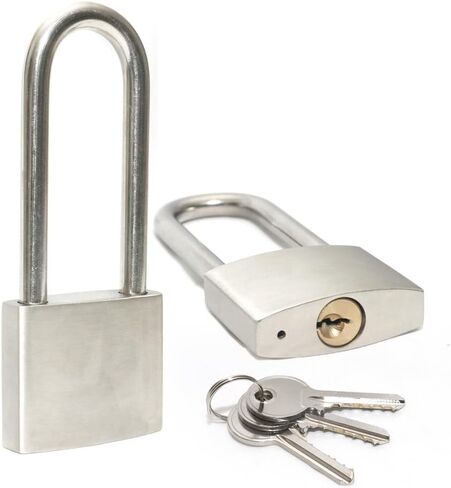 304 Stainless Steel Keyed Alike Padlocks for Outdoor use, Pin Tumbler Padlock, 2 inch Wide Body, Stainless Steel Body Long Shackle, Pack of 2 in Saudi Arabia