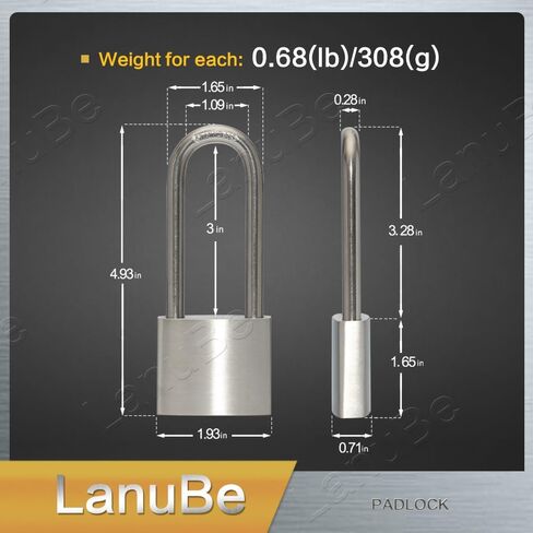 304 Stainless Steel Keyed Alike Padlocks for Outdoor use, Pin Tumbler Padlock, 2 inch Wide Body, Stainless Steel Body Long Shackle, Pack of 2 in Saudi Arabia