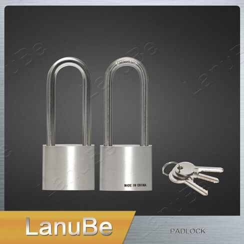 304 Stainless Steel Keyed Alike Padlocks for Outdoor use, Pin Tumbler Padlock, 2 inch Wide Body, Stainless Steel Body Long Shackle, Pack of 2 in Saudi Arabia