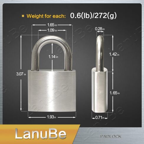 304 أقفال من الفولاذ المقاوم للصدأ على حد سواء للاستخدام في الهواء الطلق، قفل بهلوان دبوس، جسم عريض 2 بوصة، هيكل طويل من الفولاذ المقاوم للصدأ، حزمة من 2 in Kuwait