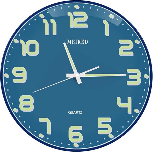 MEIRED 14 Inch Night Light Wall Clock, Silent Non Ticking Battery Operated Clock Glow in The Dark, Large Digital Display Lighted Up Wall Clock for Bedroom Living Room/Kitchen, Light Bule in Saudi Arabia