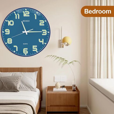 MEIRED 14 Inch Night Light Wall Clock, Silent Non Ticking Battery Operated Clock Glow in The Dark, Large Digital Display Lighted Up Wall Clock for Bedroom Living Room/Kitchen, Light Bule in Saudi Arabia