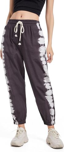 Women Cropped Sweatpants, High Waisted Gym Jogger Pants Womens Cinch Bottom Trousers Trendy Baggy Joggers with Pockets in Saudi Arabia
