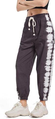 Women Cropped Sweatpants, High Waisted Gym Jogger Pants Womens Cinch Bottom Trousers Trendy Baggy Joggers with Pockets in Saudi Arabia