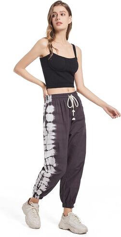 Women Cropped Sweatpants, High Waisted Gym Jogger Pants Womens Cinch Bottom Trousers Trendy Baggy Joggers with Pockets in Saudi Arabia