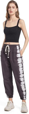 Women Cropped Sweatpants, High Waisted Gym Jogger Pants Womens Cinch Bottom Trousers Trendy Baggy Joggers with Pockets in Saudi Arabia