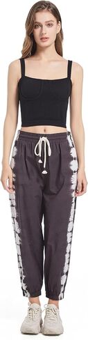 Women Cropped Sweatpants, High Waisted Gym Jogger Pants Womens Cinch Bottom Trousers Trendy Baggy Joggers with Pockets in Saudi Arabia