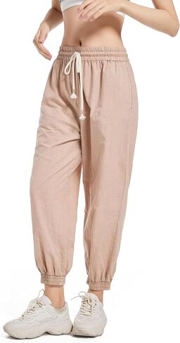 Women Cropped Sweatpants, High Waisted Gym Jogger Pants Womens Cinch Bottom Trousers Trendy Baggy Joggers with Pockets in Saudi Arabia