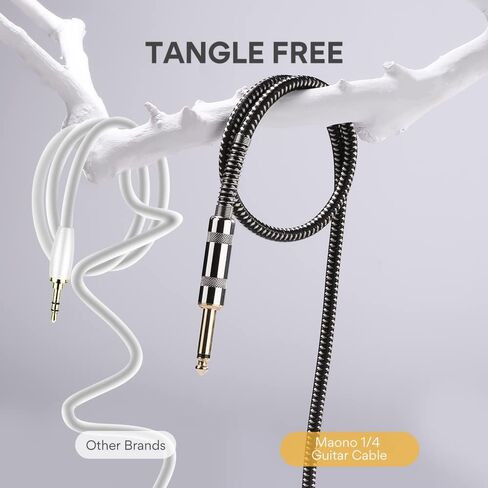 كابل جيتار MAONO 20FT 1/4 بوصة كابل أداة كهربائية سلك أمبير للجيتار الكهربائي، جيتار باس، مندولين كهربائي in Kuwait