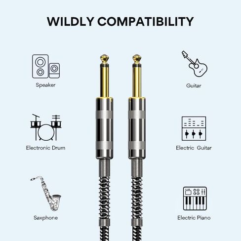 كابل جيتار MAONO 20FT 1/4 بوصة كابل أداة كهربائية سلك أمبير للجيتار الكهربائي، جيتار باس، مندولين كهربائي in Kuwait