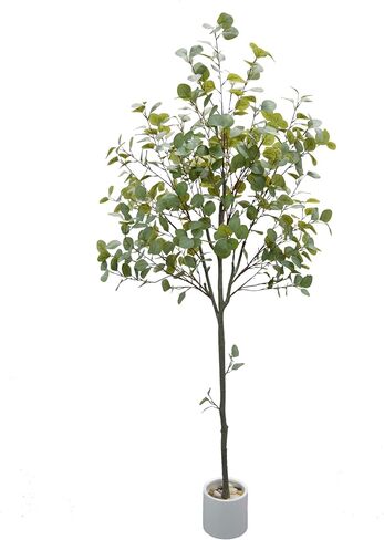 Artificial Eucalyptus Tree, 5ft Fake Silver Dollar Leaves Plant with White Pot, Silk Faux Tree for Indoor House Office Home Living Room Floor Décor in Saudi Arabia